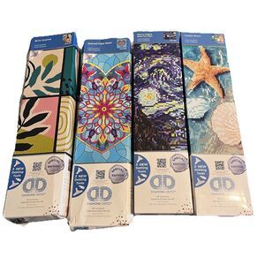 Lot of 4 Diamond Dotz Painting Kits Heart Boho Starry Night Beach Shells NIB